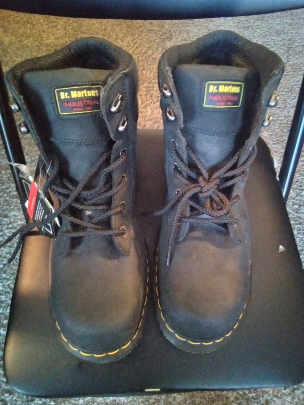 The Men's Dr Martens Industrial Burnham ST Steel Toe Boots in size 12